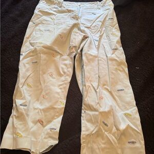 Izod Light Gray Pants with Colorful Embroidery